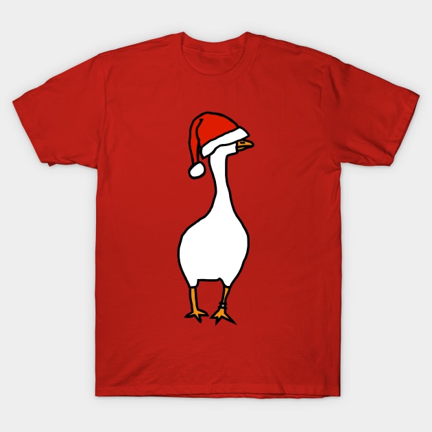 Gaming Goose Wears Stolen Christmas Santa Hat T-Shirt by ellenhenryart